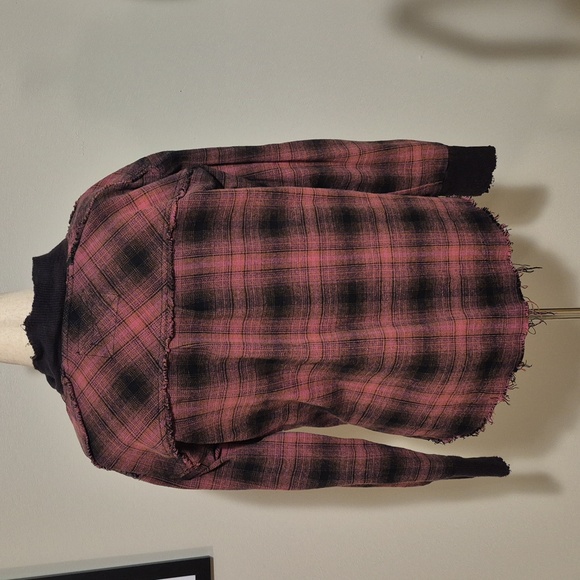 Free People shacket jacket cardigan flannel plaid XS oversized button down fit L - Picture 7 of 13